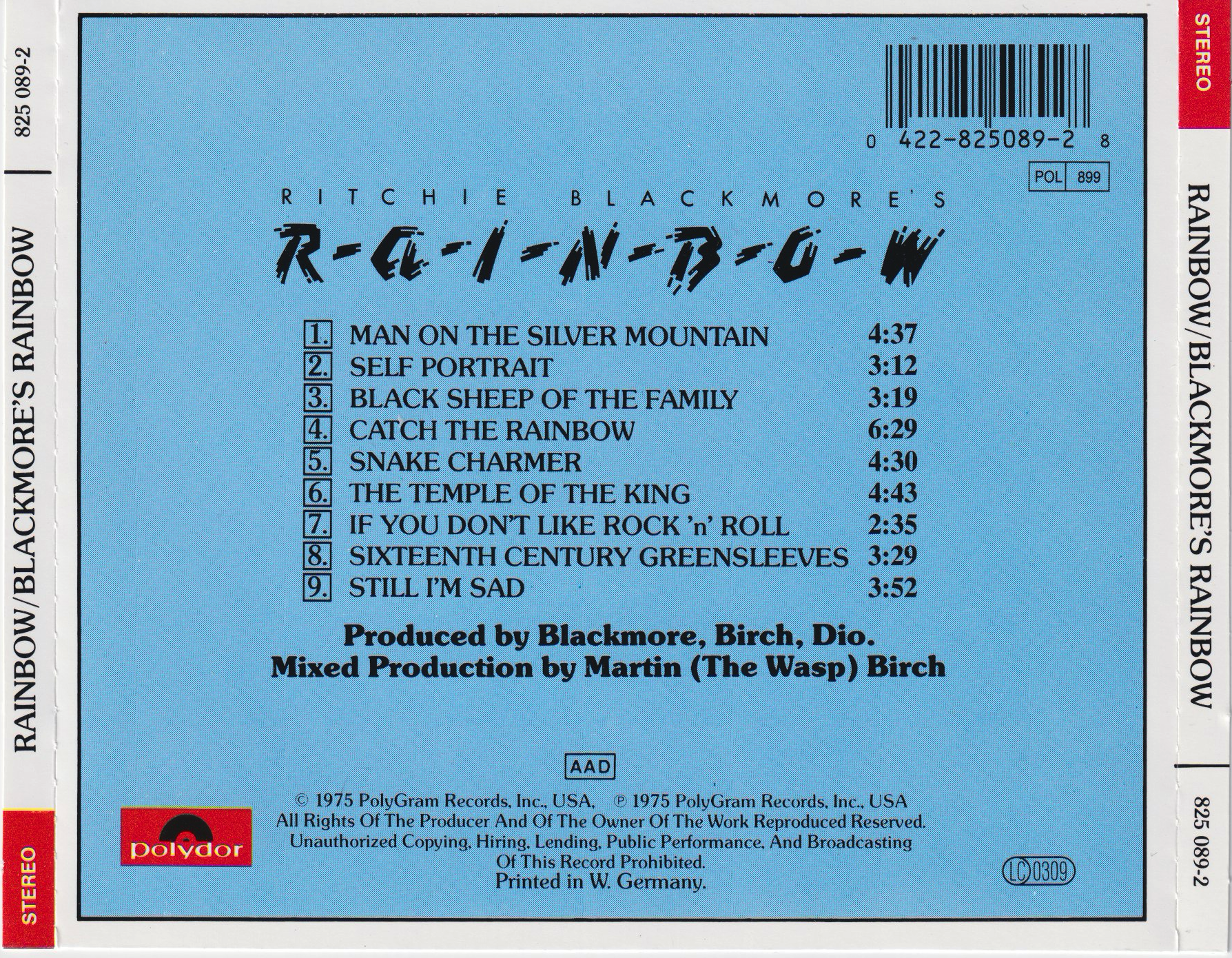 Rainbow CD Discography - Tapio's Ronnie James Dio Pages